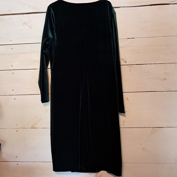 Ralph Lauren Women Dark Fern Green Velvet V Neck Knee Length Dress Size 16W - Picture 3 of 10